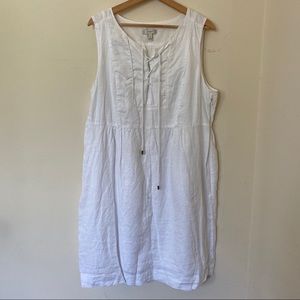 J.Crew White Linen Lace Up Dress
